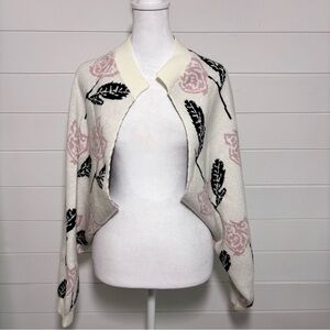 Duchamp‎ Rose Floral Printed Knit Wide Sleeve Shrug Neutral Size L/XL